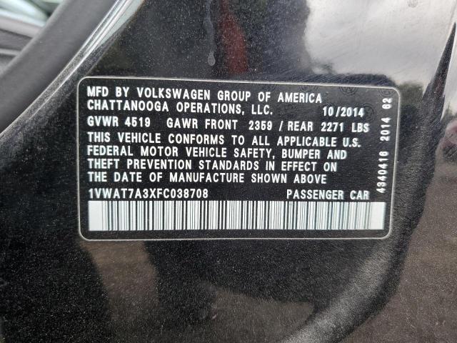 1VWAT7A3XFC038708 - 2015 VOLKSWAGEN PASSAT S BLACK photo 12