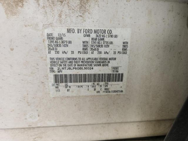 2LMTJ8LP6GBL50324 - 2016 LINCOLN MKX RESERVE თეთრი ფოტო 13