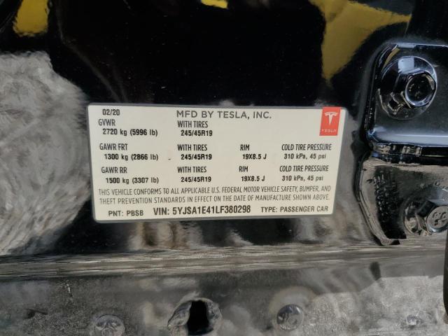 5YJSA1E41LF380298 - 2020 TESLA MODEL S BLACK photo 13