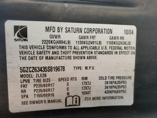 5GZCZ63435S819678 - 2005 SATURN VUE WHITE photo 13
