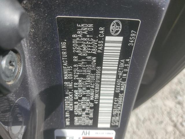 4T1BK1EB0FU189958 - 2015 TOYOTA AVALON XLE GRAY photo 12