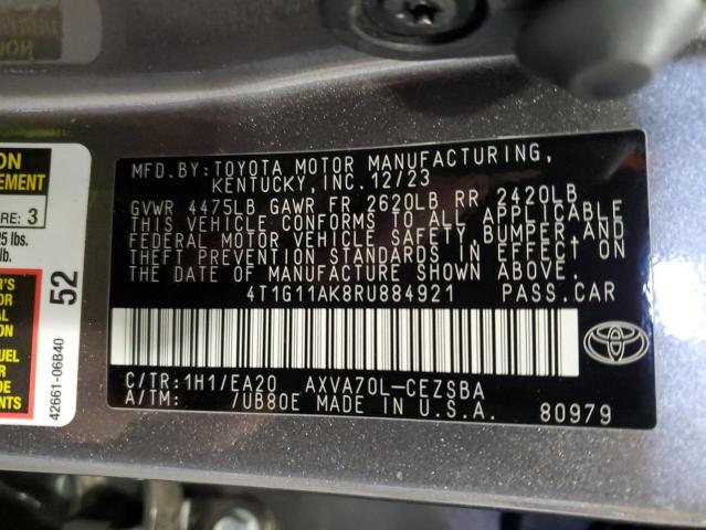 4T1G11AK8RU884921 - 2024 TOYOTA CAMRY SE NIGHT SHADE GRAY photo 12