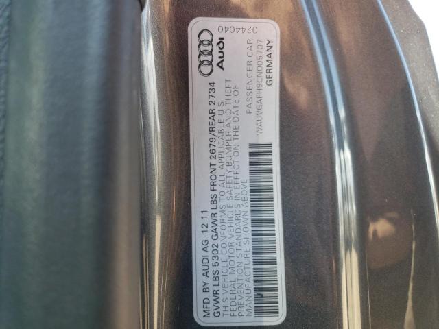 WAUVGAFH9CN005707 - 2012 AUDI S5 PRESTIGE GRAY photo 12