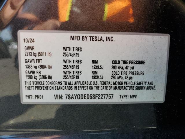 7SAYGDED5SF227757 - 2025 TESLA MODEL Y 石墨色 照片 13