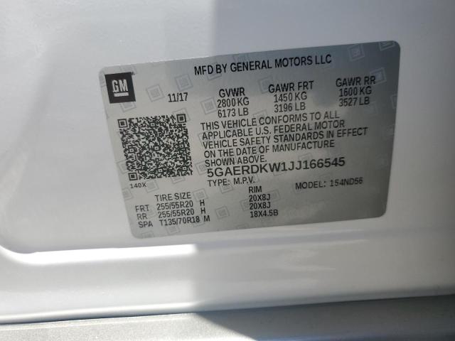 5GAERDKW1JJ166545 - 2018 BUICK ENCLAVE AVENIR თეთრი ფოტო 13