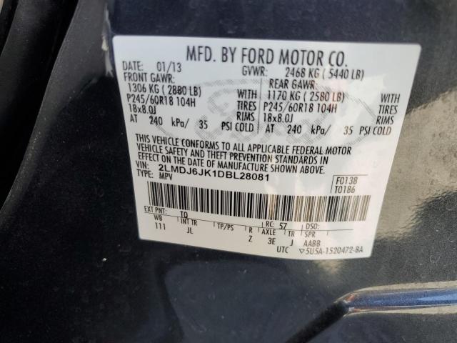 2LMDJ6JK1DBL28081 - 2013 LINCOLN MKX BLACK photo 13