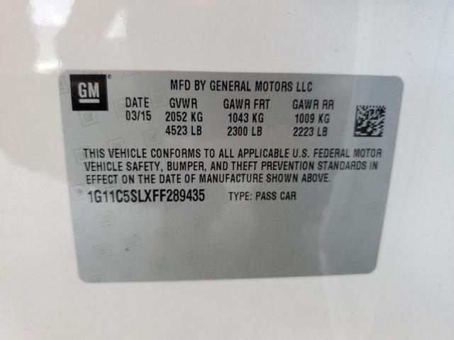 1G11C5SLXFF289435 - 2015 CHEVROLET MALIBU 1LT 白色 照片 12