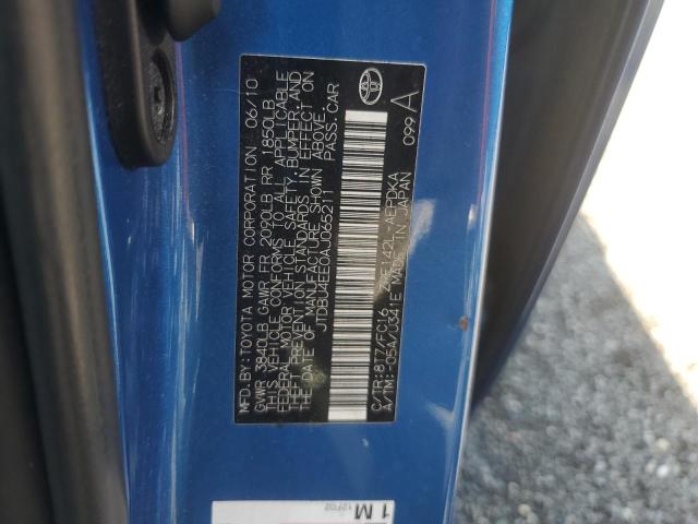 JTDBU4EE0AJ065211 - 2010 TOYOTA COROLLA BASE Mavi fotoğraf 12