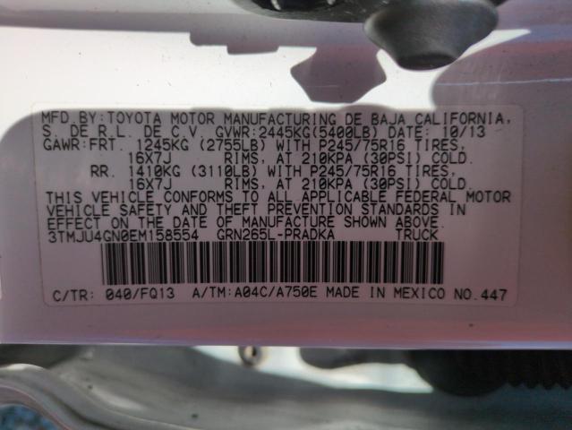 3TMJU4GN0EM158554 - 2014 TOYOTA TACOMA DOUBLE CAB PRERUNNER WHITE photo 12