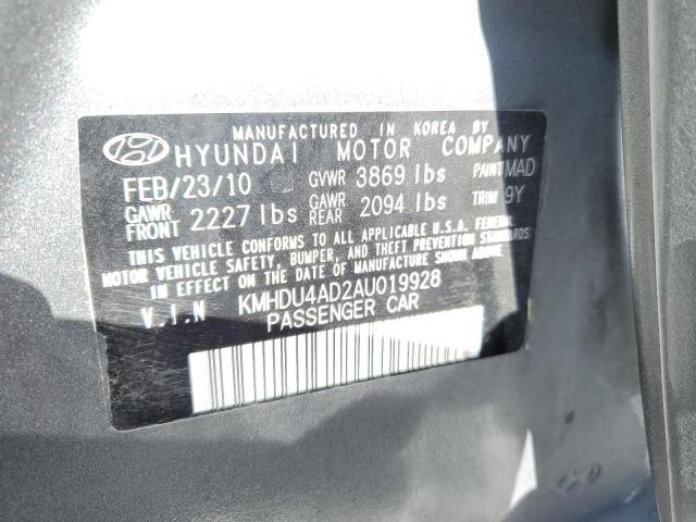 KMHDU4AD2AU019928 - 2010 HYUNDAI ELANTRA BLUE GRAY photo 10