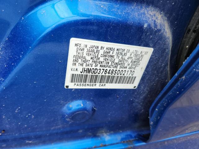 JHMGD37648S002170 - 2008 HONDA FIT SPORT BLUE photo 14
