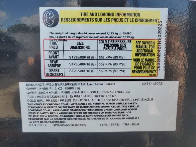 58SGM2427NE029225 - 2022 UTILITY TRAILER BLACK photo 10