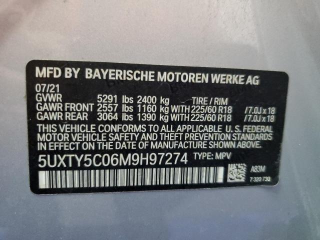 5UXTY5C06M9H97274 - 2021 BMW X3 XDRIVE30I SILVER photo 12