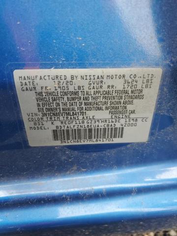 3N1CN8EV7ML841701 - 2021 NISSAN VERSA SV BLUE photo 12