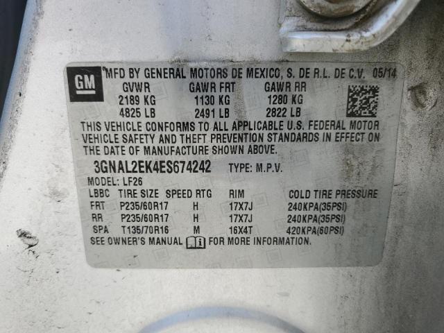 3GNAL2EK4ES674242 - 2014 CHEVROLET CAPTIVA LS 银色 照片 13