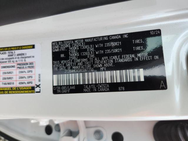 2T2BAMCA5RC087250 - 2024 LEXUS RX 350 BASE თეთრი ფოტო 13