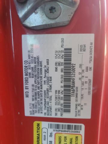 1FA6P8AM4F5350092 - 2015 FORD MUSTANG RED photo 12