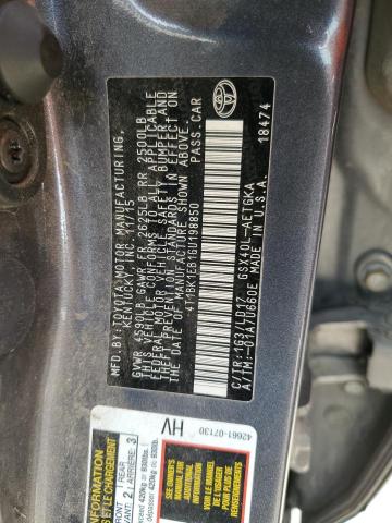 4T1BK1EB1GU198850 - 2016 TOYOTA AVALON XLE Szary zdjęcie 12