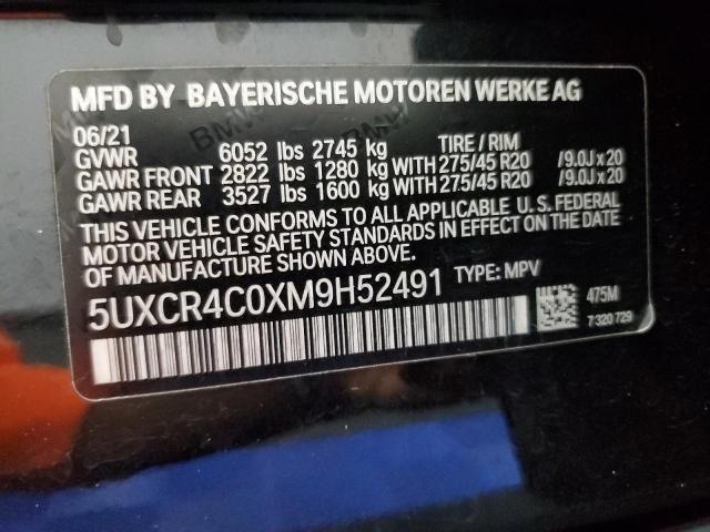 5UXCR4C0XM9H52491 - 2021 BMW X5 SDRIVE 40I BLACK photo 13