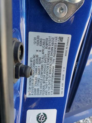 2HGFC2F80MH526044 - 2021 HONDA CIVIC SPORT 蓝色 照片 12