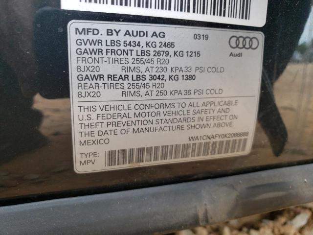 WA1CNAFY0K2088888 - 2019 AUDI Q5 PRESTIGE GRAY photo 12