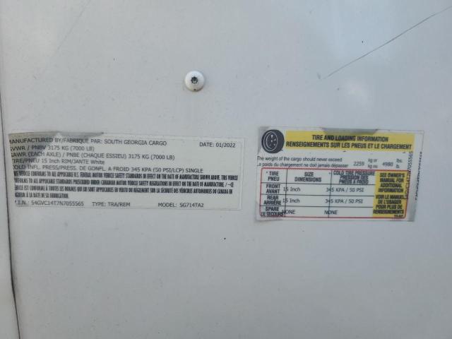 54GVC14T7N7055565 - 2022 CARGO TRAILER WHITE photo 10