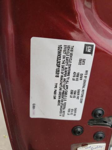 1G2WK52JX3F105318 - 2003 PONTIAC GRAND PRIX SE 勃艮第红 照片 12