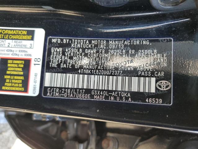 4T1BK1EB2DU072377 - 2013 TOYOTA AVALON BASE Черный фото 13