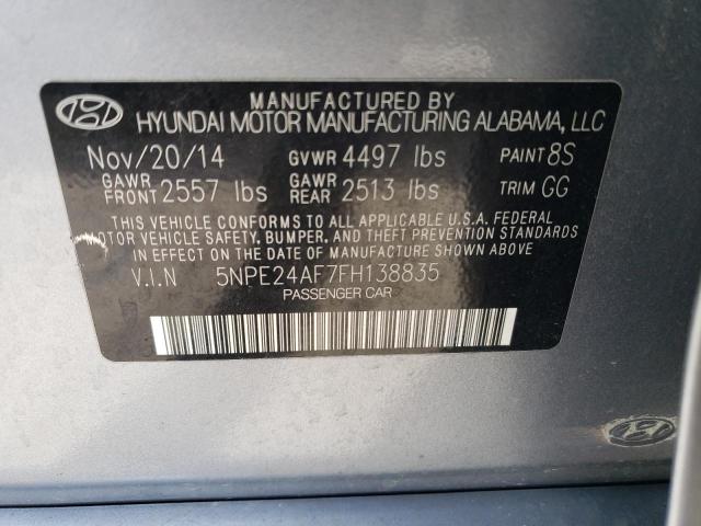 5NPE24AF7FH138835 - 2015 HYUNDAI SONATA SE SILVER photo 13