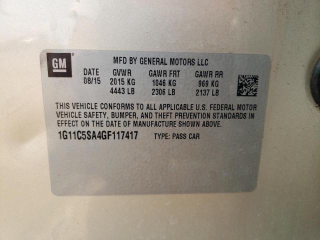 1G11C5SA4GF117417 - 2016 CHEVROLET MALIBU LIM LT 米色 照片 12