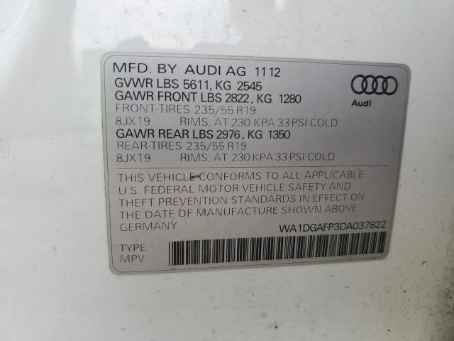 WA1DGAFP3DA037822 - 2013 AUDI Q5 PREMIUM PLUS WHITE photo 13