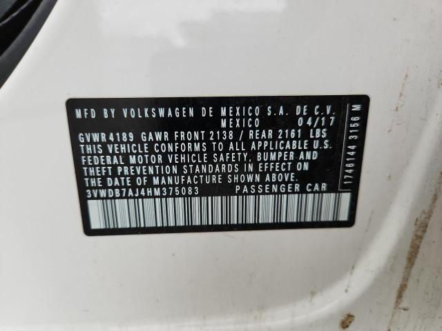 3VWDB7AJ4HM375083 - 2017 VOLKSWAGEN JETTA SE WHITE photo 12