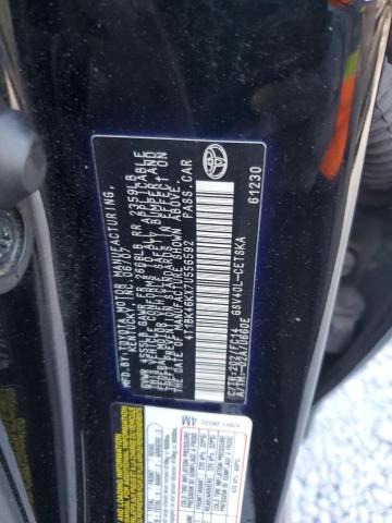 4T1BK46KX7U556592 - 2007 TOYOTA CAMRY LE BLACK photo 12