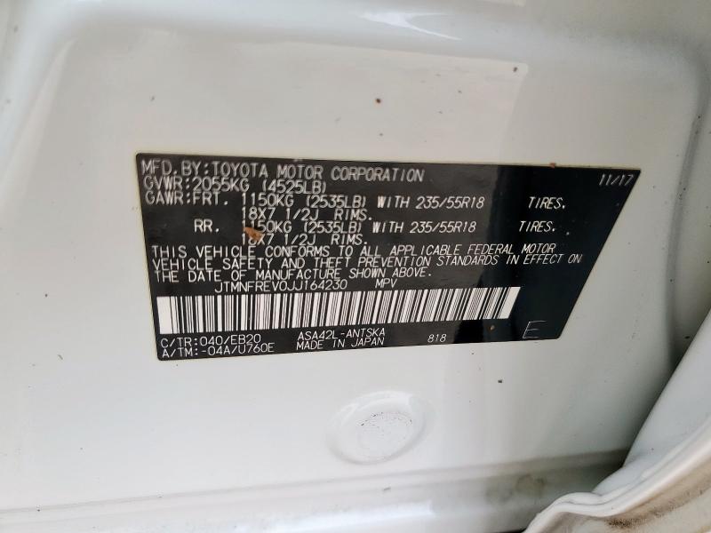 JTMNFREV0JJ164230 - 2018 TOYOTA RAV4 SE WHITE photo 13