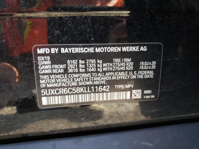 5UXCR6C58KLL11642 - 2019 BMW X5 XDRIVE40I BLACK photo 12