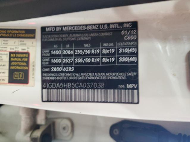 4JGDA5HB5CA037038 - 2012 MERCEDES-BENZ ML 350 4MATIC WHITE photo 13