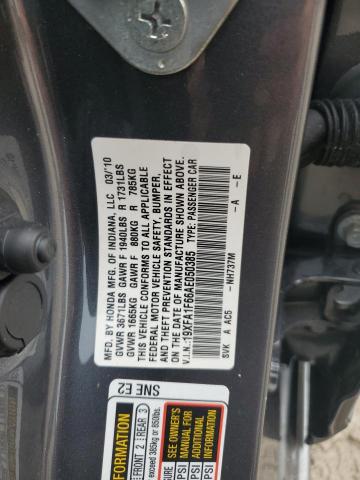 19XFA1F66AE050385 - 2010 HONDA CIVIC LX-S ნაცრისფერი ფოტო 13