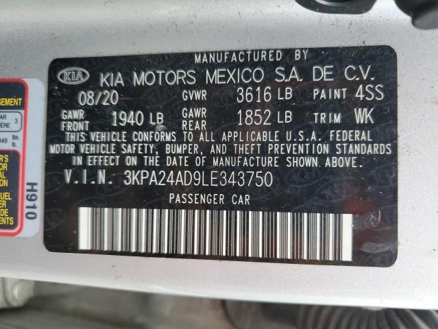 3KPA24AD9LE343750 - 2020 KIA RIO LX SILVER photo 13