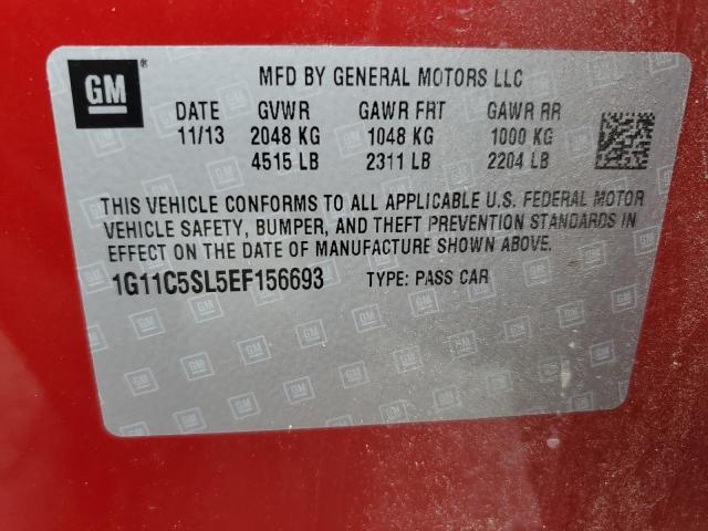 1G11C5SL5EF156693 - 2014 CHEVROLET MALIBU 1LT 红色 照片 12