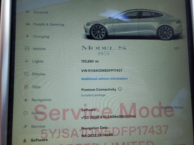5YJSA1DN5DFP17437 - 2013 TESLA MODEL S Արծաթագույն լուսանկար 9