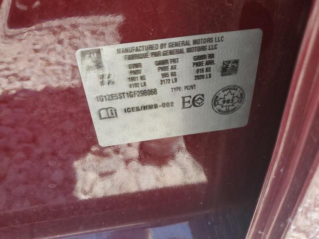 1G1ZE5ST1GF298068 - 2016 CHEVROLET MALIBU LT MAROON photo 12