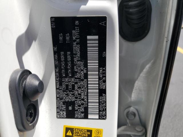 5TDJKRFH4GS246928 - 2016 TOYOTA HIGHLANDER XLE WHITE photo 13