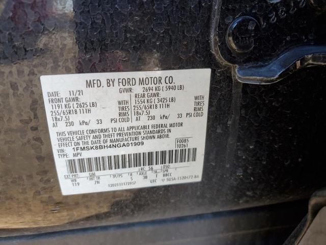 1FMSK8BH4NGA01909 - 2022 FORD EXPLORER 黑色 照片 14