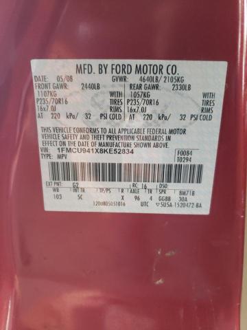 1FMCU941X8KE52834 - 2008 FORD ESCAPE LIMITED MAROON photo 13