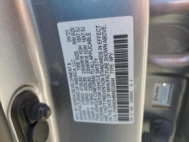 7FARW2H86NE026644 - 2022 HONDA CR-V EXL SILVER photo 12