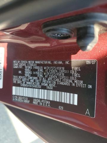 5TBDV54147S490350 - 2007 TOYOTA TUNDRA CREWMAX SR5 BURGUNDY photo 12