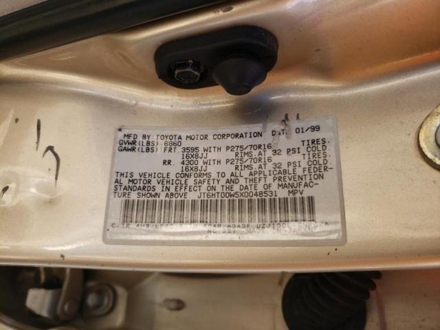 JT6HT00W5X0048531 - 1999 LEXUS LX 470 GOLD photo 10