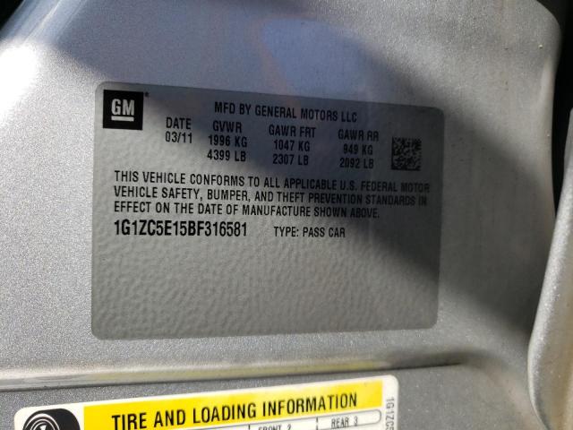 1G1ZC5E15BF316581 - 2011 CHEVROLET MALIBU 1LT 银色 照片 13