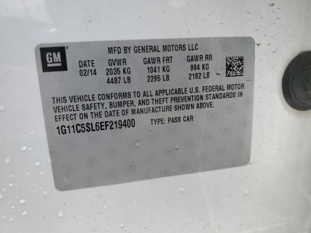 1G11C5SL6EF219400 - 2014 CHEVROLET MALIBU 1LT 白色 照片 12