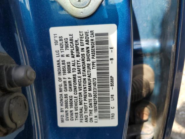 19XFB2F56CE314573 - 2012 HONDA CIVIC LX BLUE photo 12